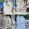 Lápida de Ángel de Mármol Blanco Personalizada Varios Ornamentos de Monumento de Piedra para Cementerio Escultura de Lápida de Ángel con Personaje Estilo Europeo