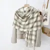 Bufanda Cuadros con Borlas Estilo Coreano para Estudiantes en Otoño e Invierno, Bufanda Versátil Cálida y Engrosada, Chal de Doble Uso para Mujeres
