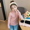 Tops para Niñas Primavera y Otoño 2025 Nueva Moda Suéter de Primavera para Niños Grandes Tejido con Botón Chino Camisa Básica