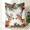 Bestseller transfronterizo de Amazon: Manta de franela con estampados de alce, bruja y calabaza para doble festividad, sofá, fiesta de Navidad