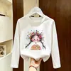 Linda camiseta de manga larga para niñas, nueva de 2026, elegante y dulce para primavera y otoño, top de algodón puro estilo coreano para niños