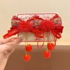 Pin Lateral Estilo Antiguo Accesorio para el Cabello Rojo, Lindo Pasador de Moño Festivo para Año Nuevo