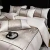 2026 Novo Jogo de Cama de Seda Gelo Grande com Relevo, Lençol de Cama, Lençol com Elástico, Conjunto de Cama de Quatro Peças