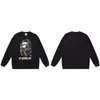 Moletom BAPE com estampa de cabeça de macaco estilo japonês, tendência transfronteiriça, gola redonda, unissex, corte solto, jaqueta de manga curta para outono e inverno