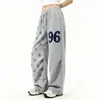 Pantalones Largos Anchos de Retazos a Rayas con Parche de Estrella de Bloques de Color Americanos Unisex Verano Estilo Perezoso Casual Pantalones de Chándal