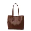 Bolso Tote Tejido Retro para Mujer de Gran Capacidad Bolso de Mano para el Trabajo Bolso de Hombro Simple de Moda con Temperamento Bolso Grande de Moda para Mujer