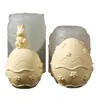 Nuevo Molde de Velas de Conejo Huevo de Pascua Huevo de Pascua Flor Huevo Conejito Yeso Molde de Silicona