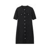 Vestido Suéter de Malha da Moda Estilo Europeu e Americano Manga Curta Botões Primavera 2025 Novo Gola Redonda Casual Cor Pura Saia Midi