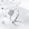 Anillo ajustable de boca suelta apilado Ángel 50 imitación diamante circonita Anillo de boda de cabeza de vaca de 1 quilate seis garras para mujer