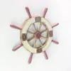 Estilo Mediterrâneo Criativo Madeira Maciça Barco Americano Antigo Roda de Leme Pendurada na Parede Artesanato de Timoneiro Decorações