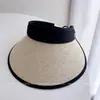 Visera de Paja con Logo de Caballo Pequeño de Moda para Mujer, Sombrero de Sol de Verano Versátil para Adelgazar la Cara, Sombrero de Sol para Exteriores, Sombrero de Sol de Moda