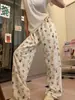 Pantalones de pijama a cuadros altos y en capas para mujer, pantalones finos para caminar, simples, casuales, holgados, usables en exteriores, pantalones de casa extralargos