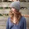 Gorro de Punto Cepillado de Color Sólido Mezclado con Lana de Alpaca Hecho a Mano para Mujer Otoño Invierno Gorro Corto de Lana a Juego