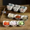 Tigela Alta Cerâmica Vintage Pintada à Mão Estilo Japonês para Uso Doméstico, Tigela de Arroz Criativa com Cor Sob Esmalte, Conjunto de Tigela Pequena e Prato
