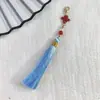 Colgante de Nudo Chino con Borla y Cierre de Langosta 8cm Borla para Qipao Hanfu Estilo Nacional Colgante Marcapáginas Pasador de Pelo Borla