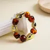 Pulsera elástica de cuentas geométricas irregulares con degradado acrílico retro europea y americana, pulsera de nicho transfronteriza personalizada de alta gama