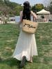 Falda de Mujer Primavera y Verano Nuevo Cintura Alta Estilo Francés Estilo Suave Midi Vestido Midi Adelgazante Versátil Línea A Dape Vestido Largo
