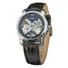 Modelo Ganador de Ebay Moda Casual Hueco Mecánico Semiautomático Reloj al por Mayor Caja Plateada Esfera Blanca Movimiento Plateado