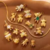 Colgante de Oso Nuevo Incrustado de Diamantes Europeos y Americanos de Acero de Titanio, Colección de Accesorios Creativos para Collar de Perlas y Pulseras DIY, Hecho a Mano