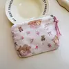 Bolsa Cosmética Linda Azul Caricatura Mini Billetera Algodón Puro Bolsa Pequeña de Tela Auriculares Lápiz Labial Bolsa de Almacenamiento Portátil