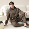Pijama para Hombre Invierno Tres Capas Engrosado Forrado de Felpa Chaqueta de Algodón Ropa de Casa Súper Gruesa de Coral Fleece Otoño e Invierno para Hombre