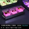 Estante de barra led luminoso para platos de frutas barra transparente plato de frutas creativo de tres niveles plato para postres frutas bocadillos compartimento comercial
