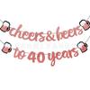 En stock papel brillante para fiesta de cumpleaños europea y americana Banner de banderines de copa de cerveza Saludos a años