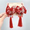 Grampo de cabelo de laço vermelho para crianças de ano novo para meninas, acessórios para cabeça de dia de ano novo para meninas, estilo chinês, hanfu, grampo de cabelo