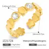 Pulseira de Aço Inoxidável Cruzada Fashionável Tendência Estilo Ins Corrente para Dorso da Mão Cravejada com Zircônia Banhada a Ouro 18K Real À Prova d'Água Resistente à Descoloração Joia para Mão