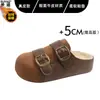 En stock~Zapatos Birkenstock slip-on de cuero genuino con suela gruesa para mujer, pantuflas de algodón con lana de cordero, se pueden usar en exteriores, mules