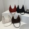 Bolso Retro Elegante de Axila para Mujer 2025 Primavera Nuevo Patrón Tejido Bolso Media Luna Moda Casual Hombro Mano