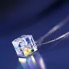 Collar de Azúcar de Cristal Cuadrado Geométrico Estilo Coreano Aurora Accesorios Colgante Cadena Corta para Clavícula de Cubo de Agua para Mujer