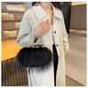 Bolso de Mano Peludo Transfronterizo Bolso de Mujer Nuevo Otoño e Invierno de Gama Alta Versátil Nicho Cadena de Perlas Bolso Cruzado de Hombro Peludo
