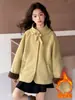 Chaqueta de Niña Estilo Coreano Forrada de Piel Otoño/Invierno Estilo Chic Talla Mediana/Grande Chaqueta Gruesa de Cordero para Niños Ropa Cálida de Invierno