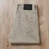 Estación Europea Khaki Alto Hombres Algodón y Lino Elástico Verano Delgado Transpirable Casual Rectos Pantalones de Mezclilla