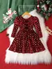 Nuevo Vestido de Invierno 2025 para Niñas con Estampado de Estrellas Estilo Princesa Falda con Volantes