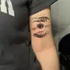 Pegatinas de Tatuaje de Estilo Oscuro Psicodélico de Personalidad de Ojo Único Doble Mano de Alta Gama Europeas y Americanas Más Vendidas Transfronterizas
