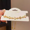 Pulseira Puxável Flor de Acetato com Zircônia Estilo Francês, Pulseira de Luxo Leve de Alta Qualidade, Joia Doce Exquisita e Versátil para Mulheres