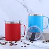 Caneca de aço inoxidável 304 com alça, camada dupla a vácuo, copo de água para escritório, copo de café portátil, copo a vácuo