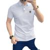 Polo de verano para hombre, nuevo, de manga corta, con solapa, corte entallado, camiseta de alta gama para hombre, camiseta de media manga con letras de moda.