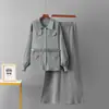 Traje de Moda con Cuello Polo Transfronterizo para Mujer Otoño e Invierno Nuevo Suéter con Cinturón Cárdigan Top Pantalones de Pierna Ancha de Cintura Alta Conjunto de Dos Piezas