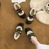 Zapatos Mary Jane de Estilo Coreano con Doble Hebilla Suave 2026 para Mujer con Punta Redonda, Suela Suave, Felpa Adentro, Cálidos, Corte Bajo, Zapatos de Piel con Piel