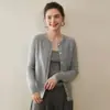 Cardigan Tricotado Gola Redonda 100% Caxemira Pura Outono e Inverno Feminino Outono e Inverno Retrô Torcido Curto Suéter Jaqueta