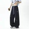 Pantalones Largos Casuales Deportivos de Pierna Recta con Bordado de Perro Salchicha Estilo Coreano, Patchwork a Cuadros, Cintura de Color Contrastante, Ropa de Primavera para Hombre