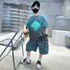 Roupa Infantil Meninos Conjunto de Verão 2026 Novo Verão Esportivo Meninos Estilo Verão Fino Crianças Maiores Manga Curta Fresco Tendência Conjunto