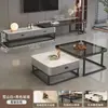 Mesa de Café de Piedra Sinterizada Sala de Estar Hogar Moderno Minimalista Apartamento Pequeño 2026 Nueva Mesa de Café Cuadrada de Vidrio Apartamento Pequeño