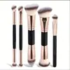 Novo produto transfronteiriço: Conjunto de 5 pincéis de maquiagem de dupla face, pincel para base e blush, pincel para contorno com cerdas macias, conjunto de pincéis de maquiagem