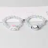 Pulseira Magnética de Casal com Contas de Cristal Doce Desenho Animado Cachorro Canela Kuromi Pulseira Magnética Presente para Melhor Amigo