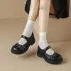 Zapatos de plataforma con cordones y suela gruesa para mujeres menudas, cómodos y retro, combinados con zapatos de vestir para mujer, zapatos de cuero Mary Jane JK, faldas que aumentan la altura