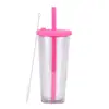 2024 Nuevo Vaso de Plástico de Doble Pared de 700ml con Popote de Agujero Grande Transparente Vaso para Té de Perlas Leche Vaso con Popote para BOBA